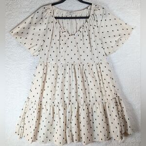179-Cream Polka Dot Dress